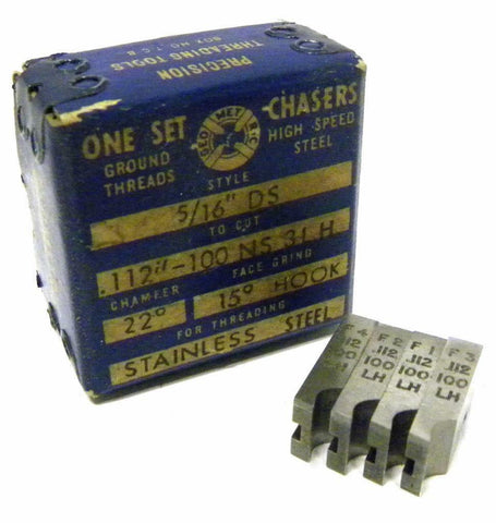 NEW SET OF GEOMETRIC THREAD CHASERS 5/16" DS TO CUT 112"-100 NS 3 LH