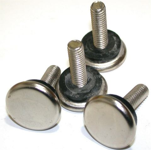 LOT OF 4 POLISHED 1 1/16" DIAMETER LEVELING THREADED NICKEL GLIDES