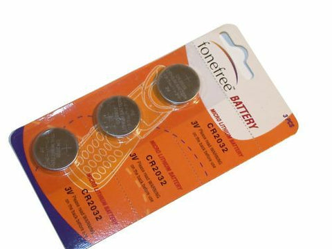 3 PK FONEFREE MICRO LITHIUM BATTERY CR2032 FREE SHIP
