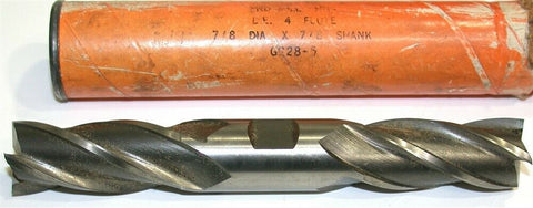 Brubaker 7/8" Diameter 7/8" Shank 4 Flute HSS Double End Mill 78054 New