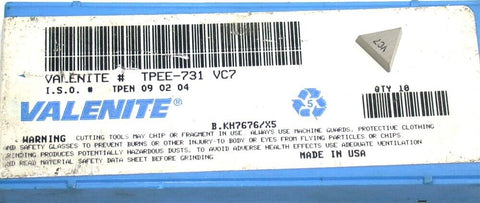 Lot of 6 New Valenite Indexable Boring Tool Carbide Inserts TPEE-731 VC7