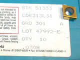 10 New Ingersoll Carbide 78° Parallelogram Milling Inserts CDE313L31 301