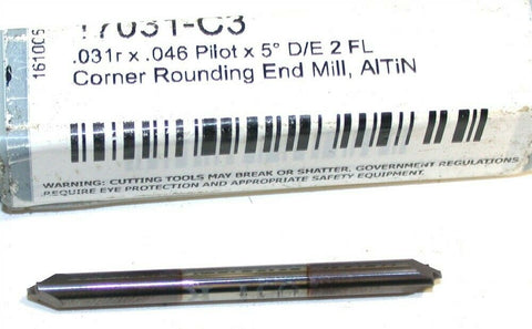 Harvey 1/32" Corner Rounding Double End AlTiN Coated Carbide End Mill 17031-C3
