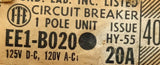 ITE EE1-B020 1 Pole Circuit Breaker 20A 120VAC 125VDC