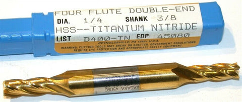 Niagara 1/4" diameter Double End Tin Coat 4 Flute HSS End Mill 45080 New