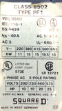 Square D 8502 PF1.00 Contactor Series A 40A 3 Pole 110/120VAC Coil 600VAC
