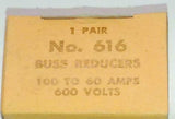 Box of 2 New Cooper Bussman No. 616 Fuse Reducers 100-60 Amp 600 VAC