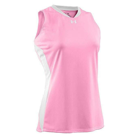 NEW UNDER ARMOUR UA 1216518 WOMEN'S CLUTCH SLEEVELESS JERSEY PINK/WHITE SIZE S
