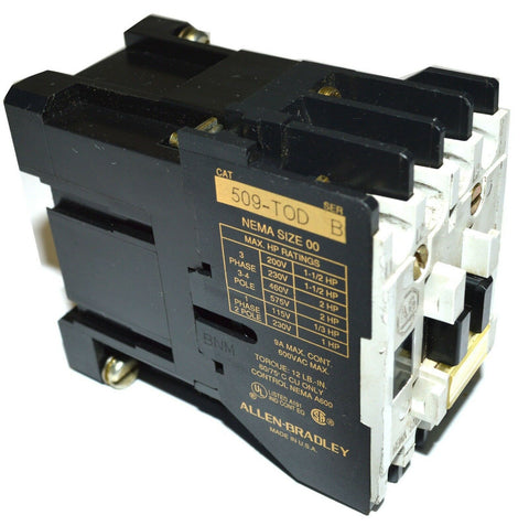 ALLEN BRADLEY 509-TOD CONTACTOR 600 VAC MAX 4 POLES 9 AMP