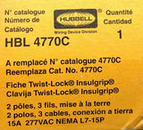 Hubbell HBL4770C Insulgrip Twist-Lock Plug 2-Poles 277 VAC 15 Amps