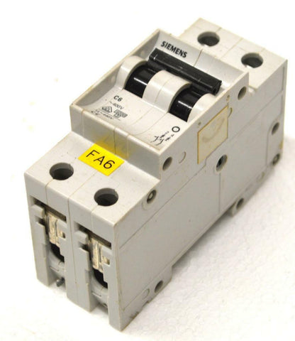 Siemens 5SX22 C6 2 Pole Circuit Breaker 6 Amp 480V