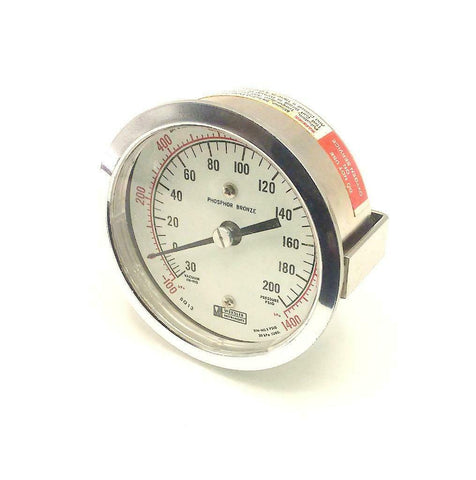 New Weksler  KM03BC-370  Panel Mount Air Pressure Gauge 3-1/4" Face 0-200 PSI