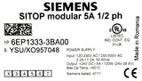 Siemens SITOP 6EP1333-3BA00 Modular Power Supply 5A 24VDC-Output 1/2ph