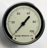 Moore Products 1-100 PSI Pressure Gauge 3-1/2" Face 1/4" NPT