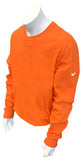 Nike Men's Orange Long Sleeve Shirt 100% Cotton White Arm Swoosh