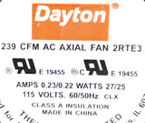 Dayton 2RTE3 AC Axial Fan 239 CFM 115V 50/60HZ 6-3/4" x 5-5/16"