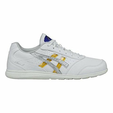 NEW WOMEN'S ASICS CHEER 8 CHEER SHOE WHITE/SILVER W/COLOR INSERTS Q654Y SIZE 11
