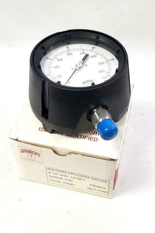 Winters P5063 Process Pressure Gauge 4.5" Face 0-60 PSI 1/2" NPT