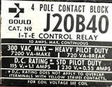 Gould J20M Magnet Block W/ J20B40 Control Relay 300VAC 4-Pole 1.1A