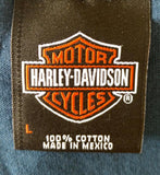 Harley Davidson Motorcycle Men's Eagle Graphic Blue Short Sleeve Shirt Size L