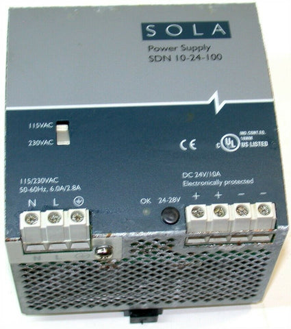Sola Power Supply 24 Volt DC 10 AMPS SDN 10-24-100