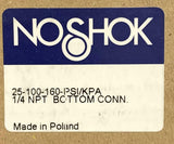 NoShok 25-100-160 Pressure Gauge 160 PSI 1/4" NPT Bottom Mount