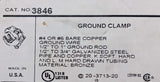 Lot of (3) Thomas & Betts 3846 Copper Ground Clamp #4/#6 Bare Copper 1/2-1" Rod