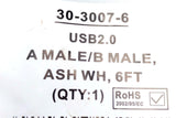 Cinch 30-3007-6 USB 2.0 Cable Male Type A / Male Type B  6 Ft. Ash White