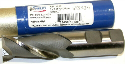 Up to 3 New Melin 1" Diameter 1" Shank 2 Flute Cobalt End Mill AA-3232