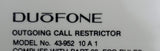 DuoFone 43-952 Outgoing Call Restrictor
