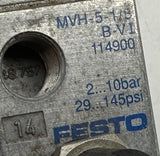 Festo MVH-5-1/8 114900 Solenoid Valve 145 PSI w/ Coil 13464 24V 2.5W
