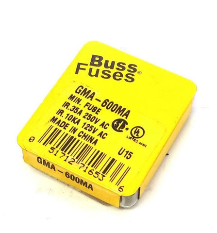 New Bussmann GMA-600MA  Fuses 600mA (Pack of 5)