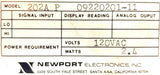 Newport 202A-P Process Meter 120VAC 2.4W 09220201-11