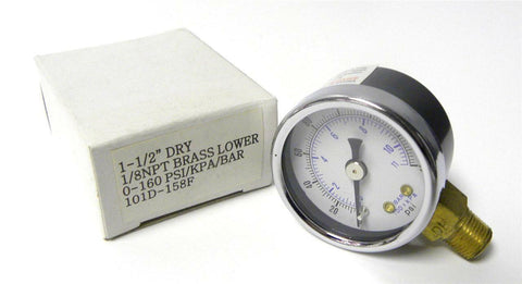 BRAND NEW 1-1/2" PRESSURE GAUGE 0-160 PSI / KPA / BAR 1/8" NPT (6 AVAILABLE)