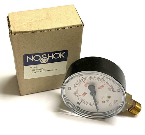 NoShok 25.100.1500 Pressure Gauge 1500 PSI 1/4" NPT Bottom Mount