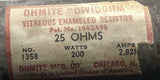 Ohmite 1358 Power Resistor 25 Ohms 200 Watts