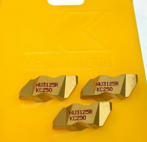 Lot of 3 New Kennametal Top Notch Tin Coated Grooving Inserts NU3125R KC250