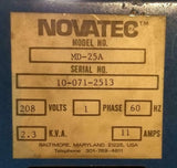 Novatec MD-25A Dehumidifying Plastic Dryer W/ Base on Wheels 208 V 1 PH 11 A