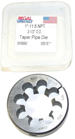 Regal Adjustable 1"-11.5 NPT HSS 2 1/2" OD Thread Pipe Die 041506AS