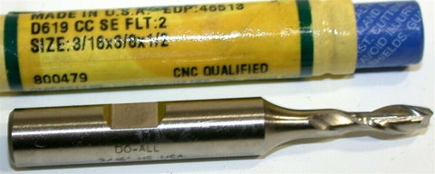 Up to 3 New DoAll 3/16" Diameter 3/8" Shank 2 Flute HSS X long End Mills 46513