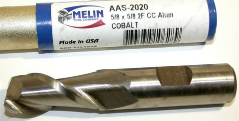 Melin 5/8" Diameter 5/8" Shank 2 Flute HSS End Mills AAS-2020 New