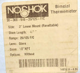 Noshok 30-300-040-25/125-F/C Bimetal Thermometer 4" Stem 1/2" NPT 25°/125° F/C