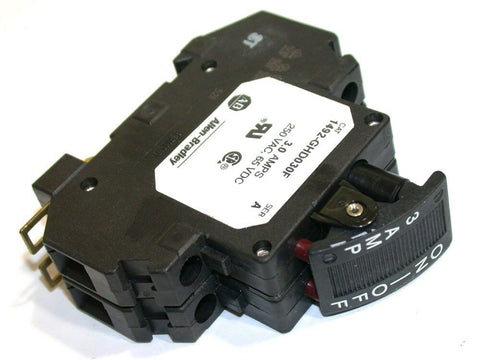 ALLEN BRADLEY 3 AMP 2POLE 250VAC/65VDC CIRCUIT BREAKERS 1492-GHD030F