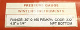 Winters PCT332 Vacuum/Pressure Gauge 4.5" Face 1/4" NPT 30"-0-160 PSI