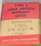 New Cutler Hammer  10316H193B  Heavy Duty Oil Tight Limit Switch 600 VAC Type L
