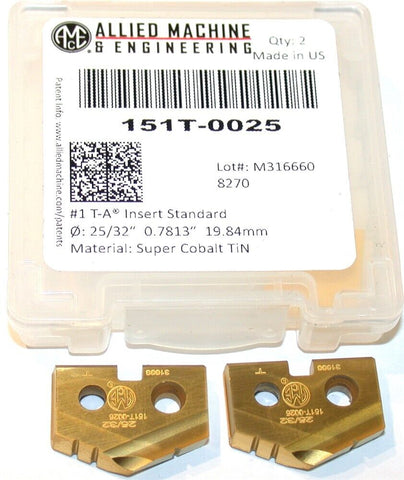 2 Allied Machine T-A 23/32" Carbide Coated Spade Drilling Insert 151T-0023