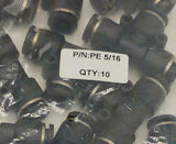 Pack of 10 New Pneuforce  PE 5/16  Push Lock Tee Fittings 5/16" 8 mm Airline