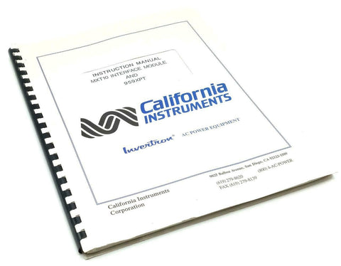 California Instruments Model MXT10 Interface Module Instruction Manual ...