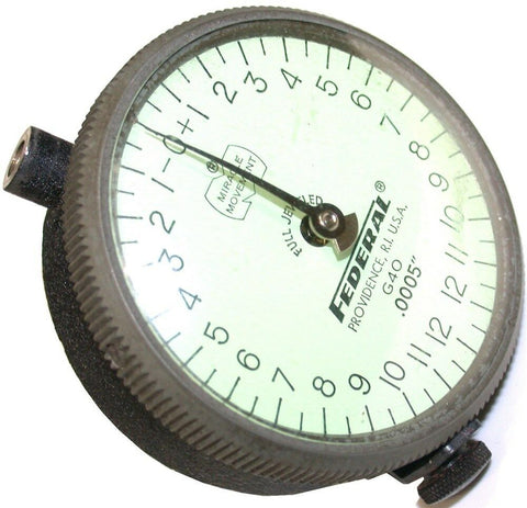 FEDERAL DIAL .0005" INDICATOR PERPENDICULAR STEM MODEL G4O