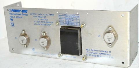 POWER ONE  HBAA-40W-A POWER SUPPLY 5 VDC @ 3 AMPS  +/-12-15 @ 1 AMP